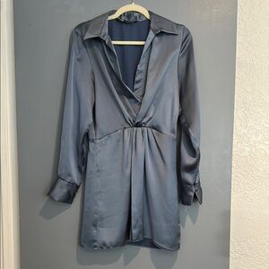 Zara blue silk satin dress
